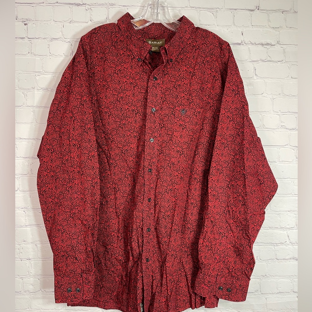 Ariat Men's Red Paisley Patterned Shirt 3XL